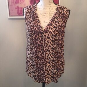 Hawthorn animal print sleeveless v-neck blouse